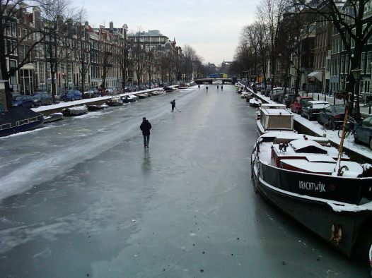 Amsterdam Ice Skater on Frozen Canals
